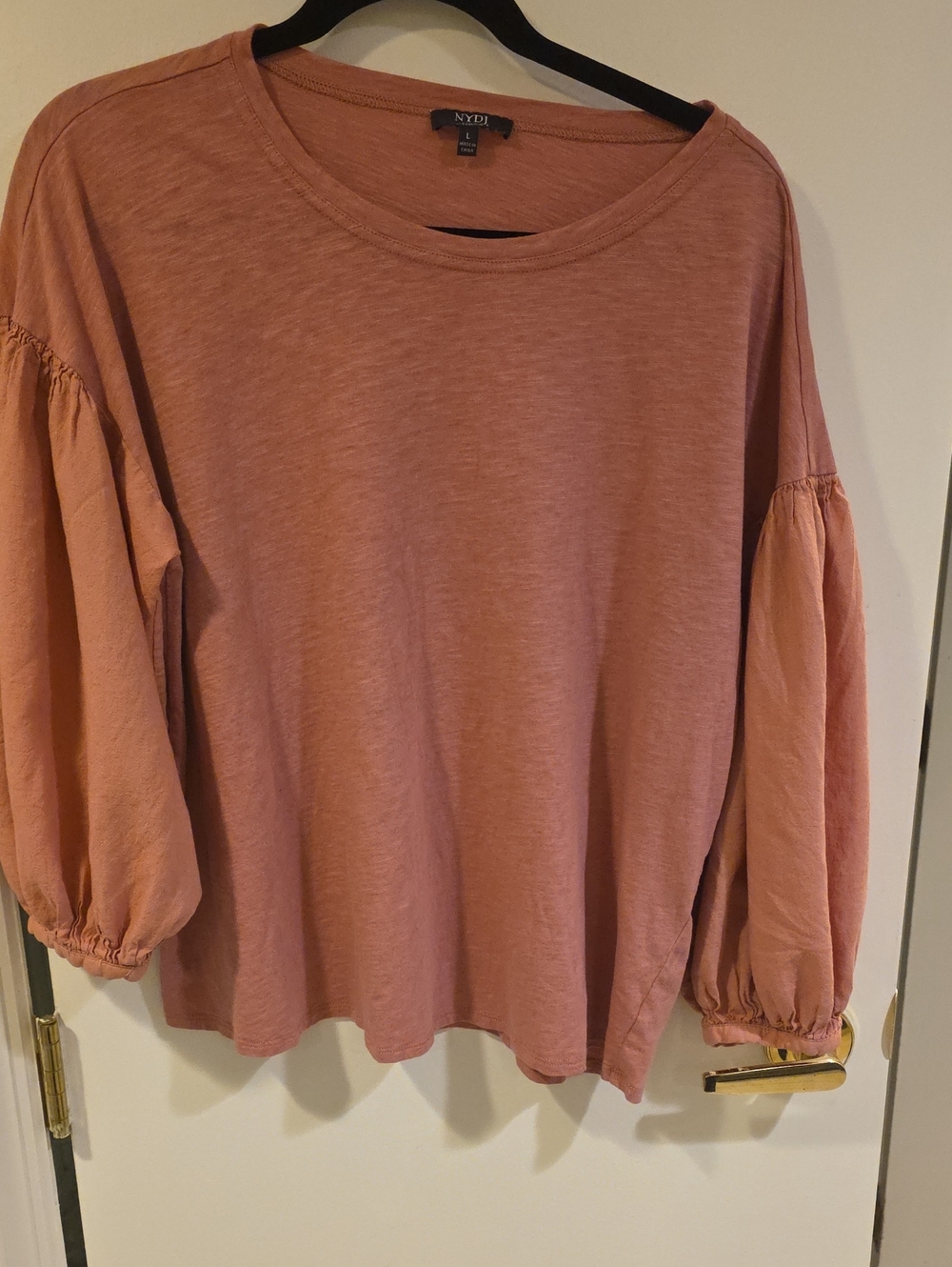 NYDJ Rosewood Balloon Sleeve Long-Sleeve Top